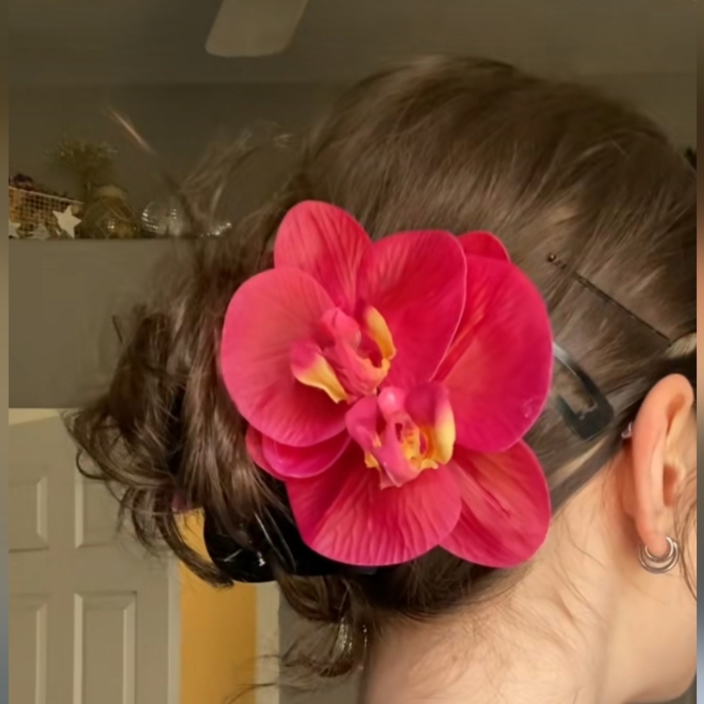 Vibrant Pink Orchid Hair Clip